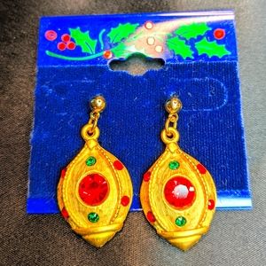 Vintage 1960s DALE Rhinestone Christmas Earrings